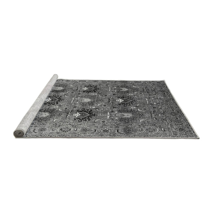 Sideview of Machine Washable Oriental Gray Industrial Rug, wshurb1146gry