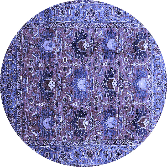 Round Oriental Blue Industrial Rug, urb1146blu
