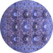 Round Oriental Blue Industrial Rug, urb1146blu