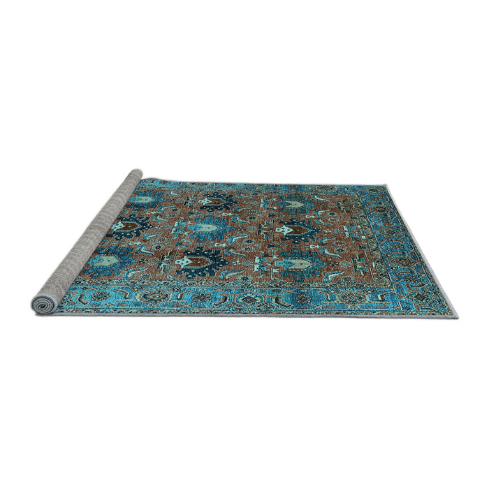 Sideview of Machine Washable Oriental Light Blue Industrial Rug, wshurb1146lblu