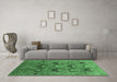 Machine Washable Oriental Emerald Green Industrial Area Rugs in a Living Room,, wshurb1146emgrn