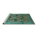 Sideview of Machine Washable Oriental Turquoise Industrial Area Rugs, wshurb1146turq