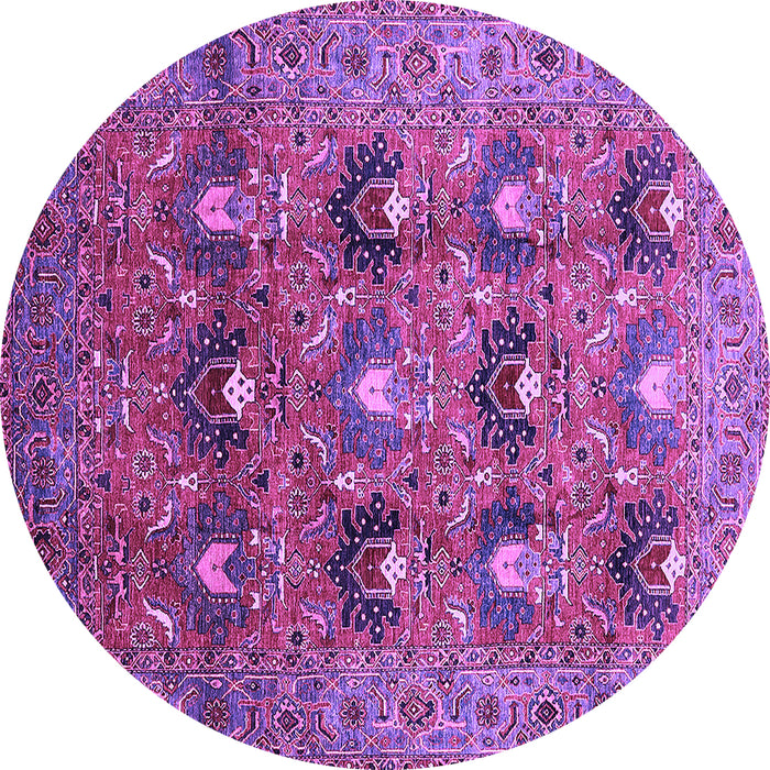 Round Machine Washable Oriental Purple Industrial Area Rugs, wshurb1146pur