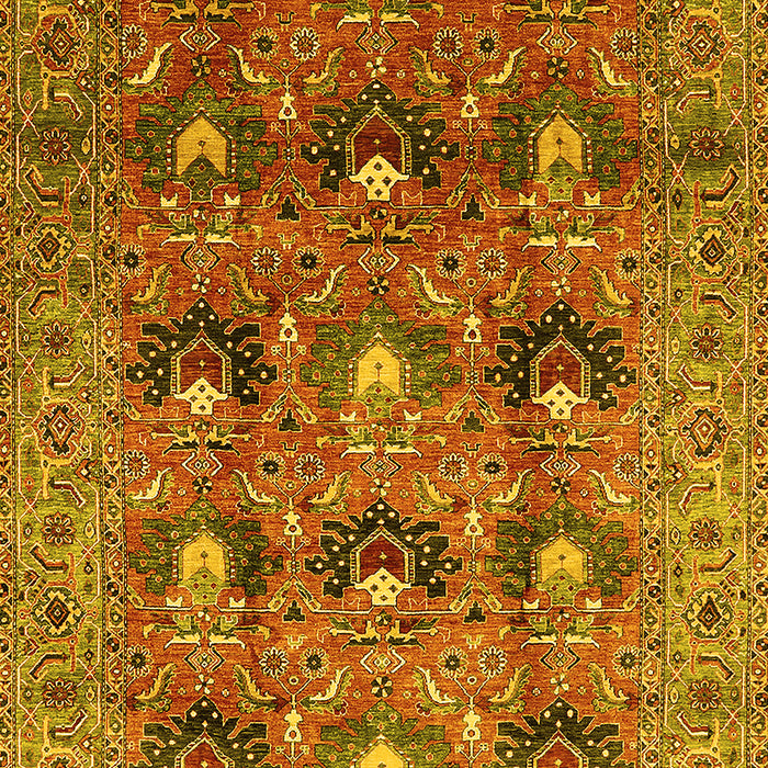 Machine Washable Oriental Yellow Industrial Rug, wshurb1146yw