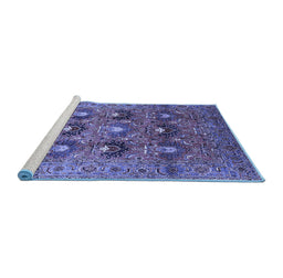 Sideview of Machine Washable Oriental Blue Industrial Rug, wshurb1146blu