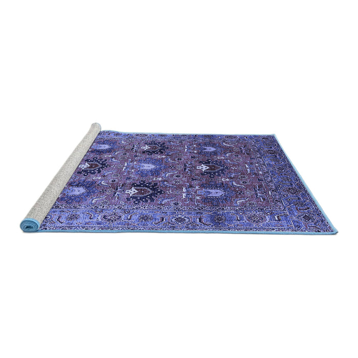 Sideview of Machine Washable Oriental Blue Industrial Rug, wshurb1146blu