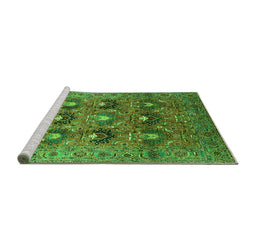 Sideview of Machine Washable Oriental Green Industrial Area Rugs, wshurb1146grn