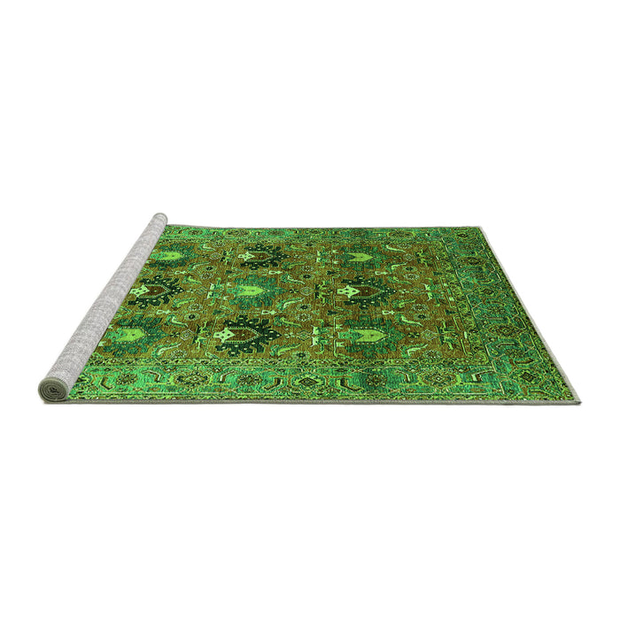 Sideview of Machine Washable Oriental Green Industrial Area Rugs, wshurb1146grn