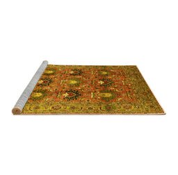 Sideview of Machine Washable Oriental Yellow Industrial Rug, wshurb1146yw