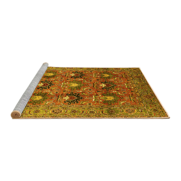 Sideview of Machine Washable Oriental Yellow Industrial Rug, wshurb1146yw