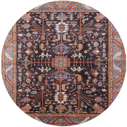 Round Machine Washable Industrial Modern Khaki Rose Pink Rug, wshurb1147