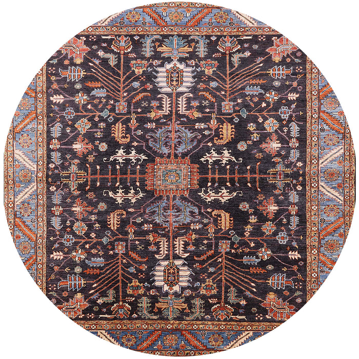 Round Machine Washable Industrial Modern Khaki Rose Pink Rug, wshurb1147