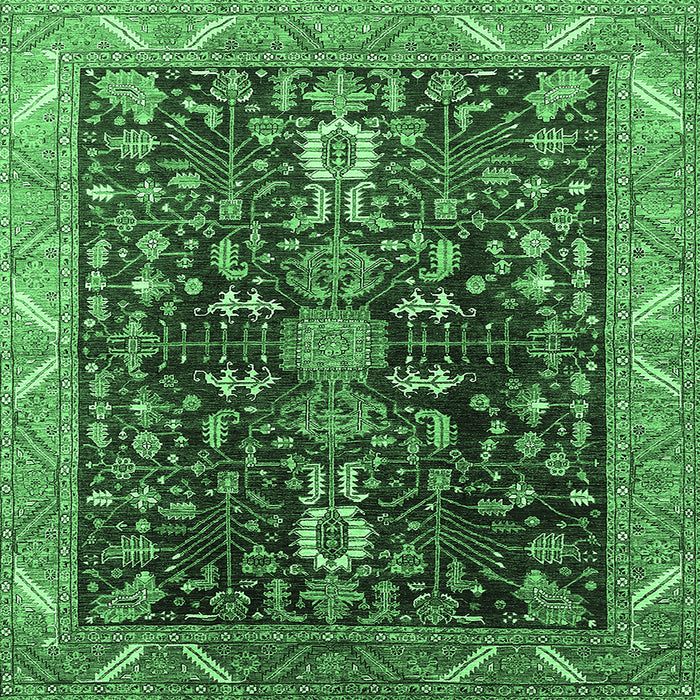 Square Oriental Emerald Green Industrial Rug, urb1147emgrn