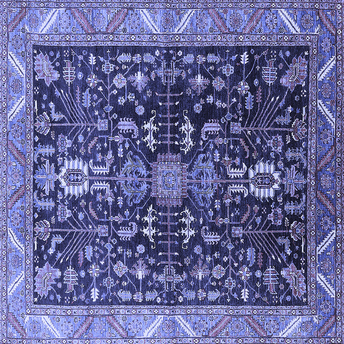 Square Machine Washable Oriental Blue Industrial Rug, wshurb1147blu