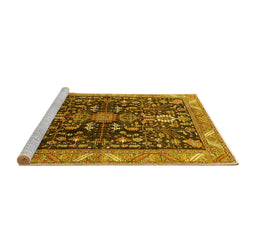 Sideview of Machine Washable Oriental Yellow Industrial Rug, wshurb1147yw