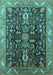 Machine Washable Oriental Turquoise Industrial Area Rugs, wshurb1147turq