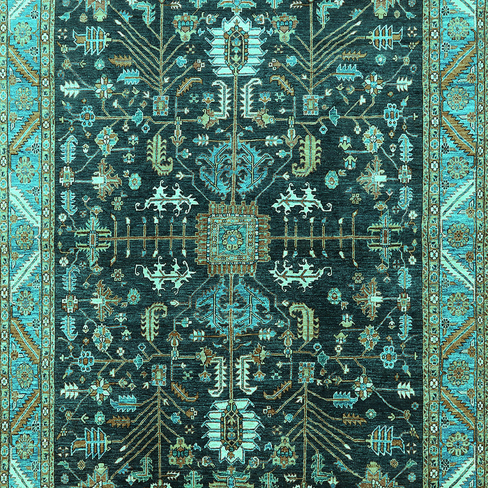 Machine Washable Oriental Turquoise Industrial Area Rugs, wshurb1147turq