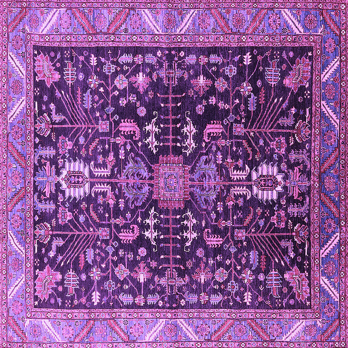 Square Machine Washable Oriental Purple Industrial Area Rugs, wshurb1147pur
