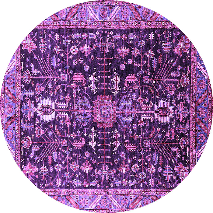 Round Machine Washable Oriental Purple Industrial Area Rugs, wshurb1147pur