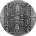 Round Oriental Gray Industrial Rug, urb1147gry