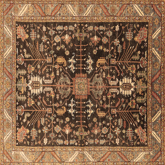 Square Oriental Brown Industrial Rug, urb1147brn
