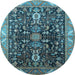 Round Oriental Light Blue Industrial Rug, urb1147lblu