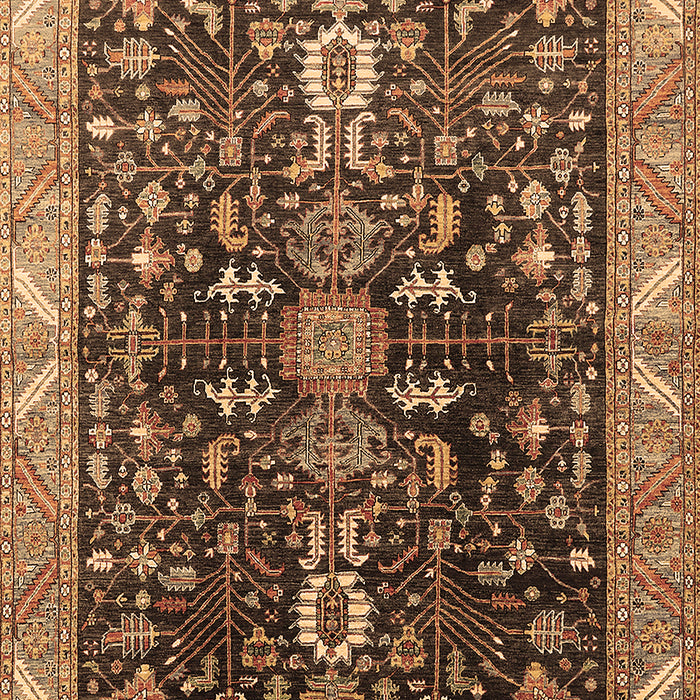 Machine Washable Oriental Brown Industrial Rug, wshurb1147brn