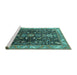 Sideview of Machine Washable Oriental Turquoise Industrial Area Rugs, wshurb1147turq