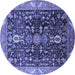 Round Oriental Blue Industrial Rug, urb1147blu