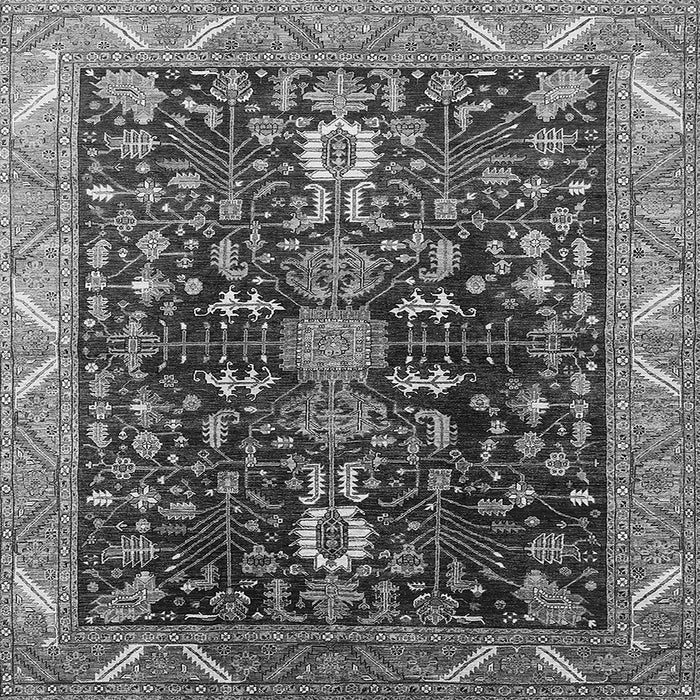 Square Machine Washable Oriental Gray Industrial Rug, wshurb1147gry