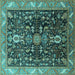 Square Oriental Turquoise Industrial Rug, urb1147turq