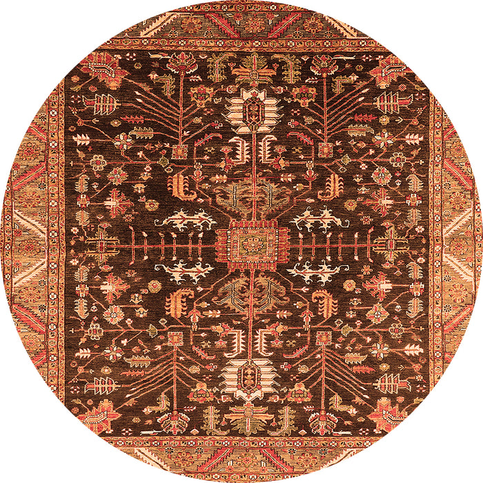 Round Machine Washable Oriental Orange Industrial Area Rugs, wshurb1147org