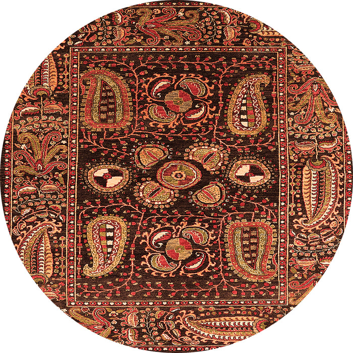 Round Oriental Orange Industrial Rug, urb1148org