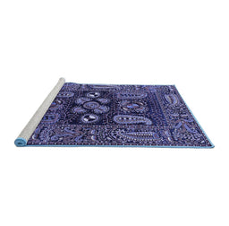 Sideview of Machine Washable Oriental Blue Industrial Rug, wshurb1148blu