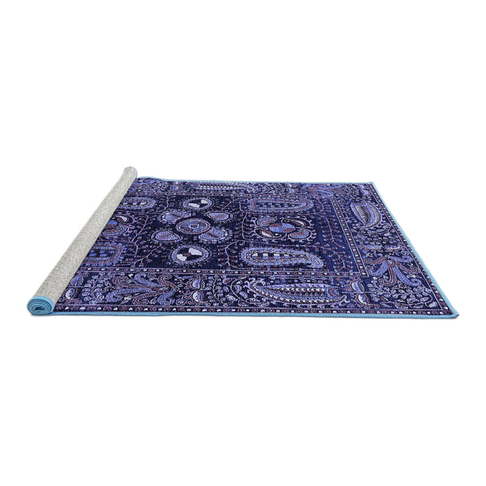 Sideview of Machine Washable Oriental Blue Industrial Rug, wshurb1148blu