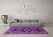 Machine Washable Oriental Purple Industrial Area Rugs in a Living Room, wshurb1148pur