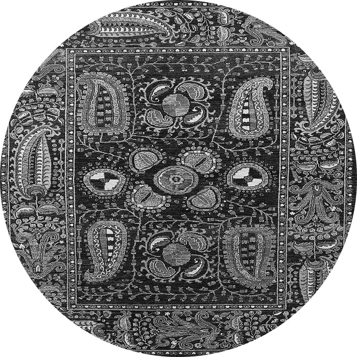 Round Machine Washable Oriental Gray Industrial Rug, wshurb1148gry