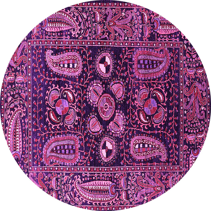Round Machine Washable Oriental Pink Industrial Rug, wshurb1148pnk