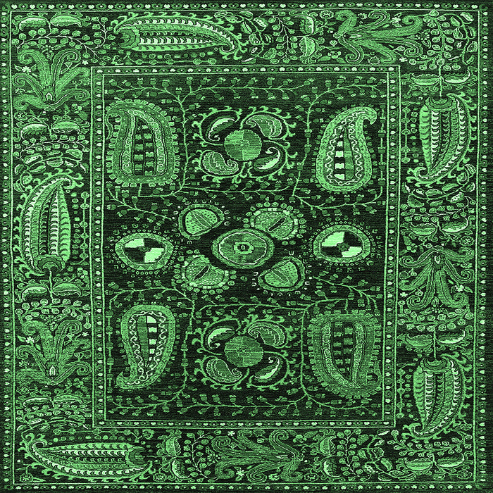 Square Oriental Emerald Green Industrial Rug, urb1148emgrn