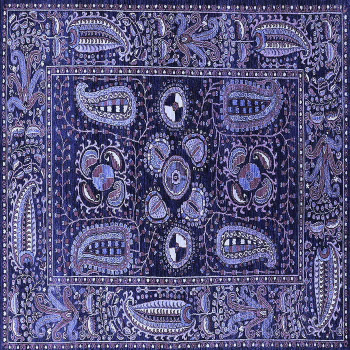 Square Machine Washable Oriental Blue Industrial Rug, wshurb1148blu