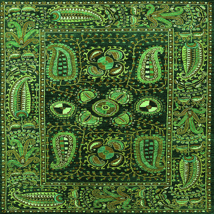 Square Oriental Green Industrial Rug, urb1148grn