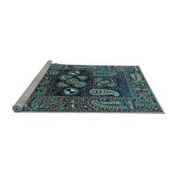 Sideview of Machine Washable Oriental Light Blue Industrial Rug, wshurb1148lblu