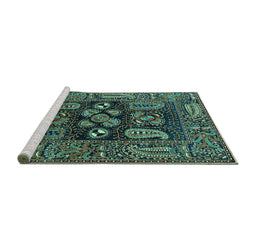 Sideview of Machine Washable Oriental Turquoise Industrial Area Rugs, wshurb1148turq