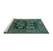 Sideview of Machine Washable Oriental Turquoise Industrial Area Rugs, wshurb1148turq