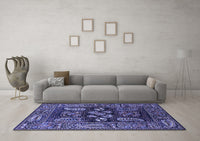 Machine Washable Oriental Blue Industrial Rug, wshurb1148blu