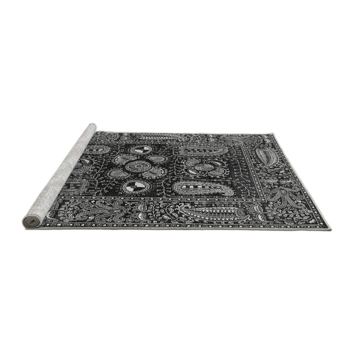 Sideview of Machine Washable Oriental Gray Industrial Rug, wshurb1148gry