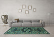 Machine Washable Oriental Turquoise Industrial Area Rugs in a Living Room,, wshurb1148turq