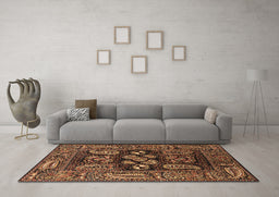 Machine Washable Oriental Brown Industrial Rug in a Living Room,, wshurb1148brn