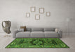 Machine Washable Oriental Green Industrial Area Rugs in a Living Room,, wshurb1148grn