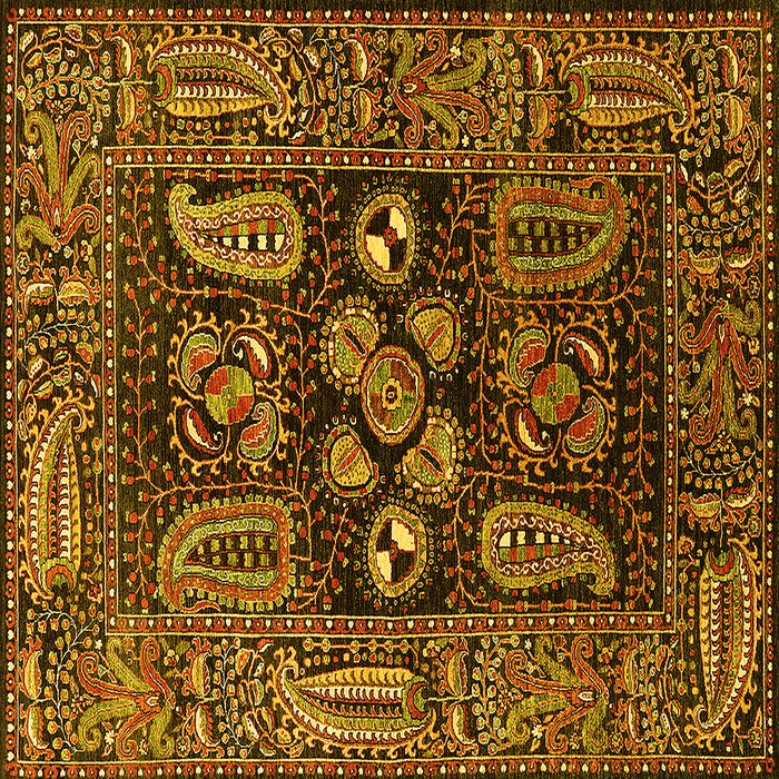 Square Oriental Yellow Industrial Rug, urb1148yw